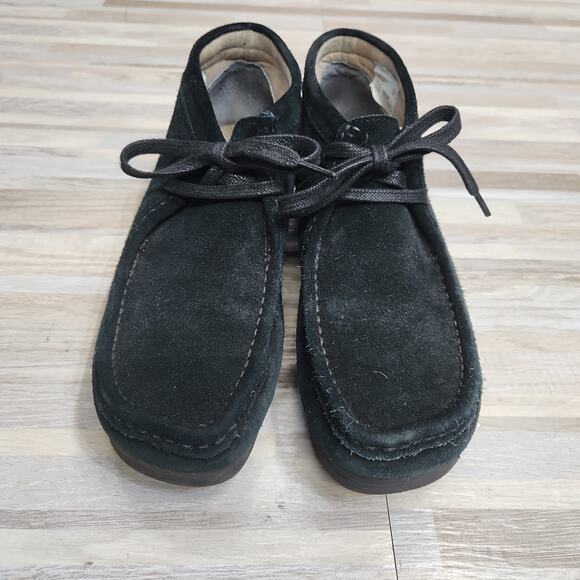Clark\'s J. Stinson Hi Wallabee Moccasin Black Suede Chukka Boot Mens Size 11M